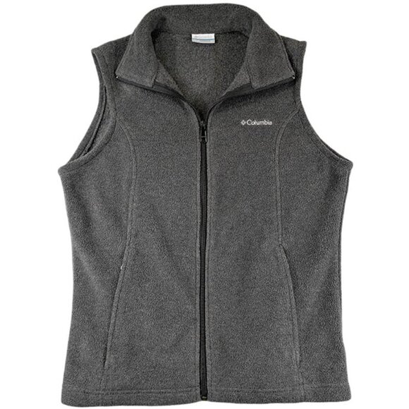 Columbia Full Zip Vest Mens Medium Gray Fleece Zippered Pockets Sleeveless Adult - Picture 1 of 10